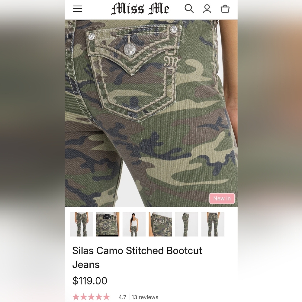 Miss Me Women's Green Camouflage Boot Cut Jeans - Picture 6 of 6